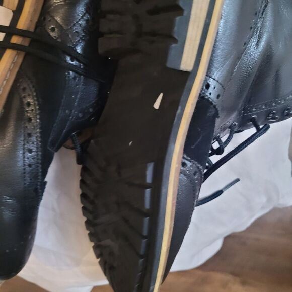 1901 Wingtip Men's boots brogue Oxford lace up leather shoes Size 11 black - Picture 8 of 15